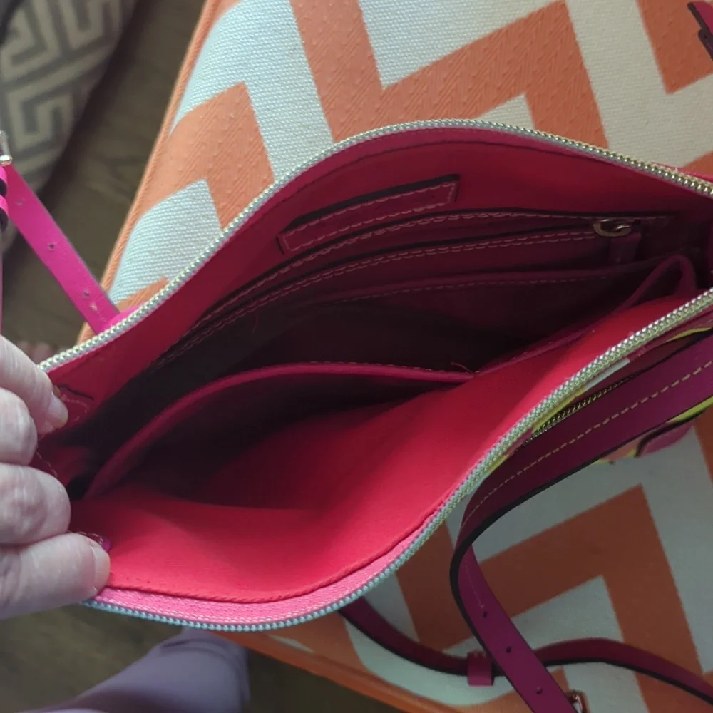 Dooney and Bourke floral Orange Pink And Yellow Print Crossbody Bag - Picture 5 of 7